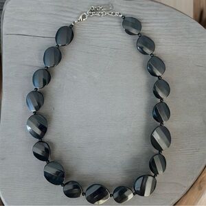 Liz & Co. Black Faceted Oval Bead Statement Piece Necklace